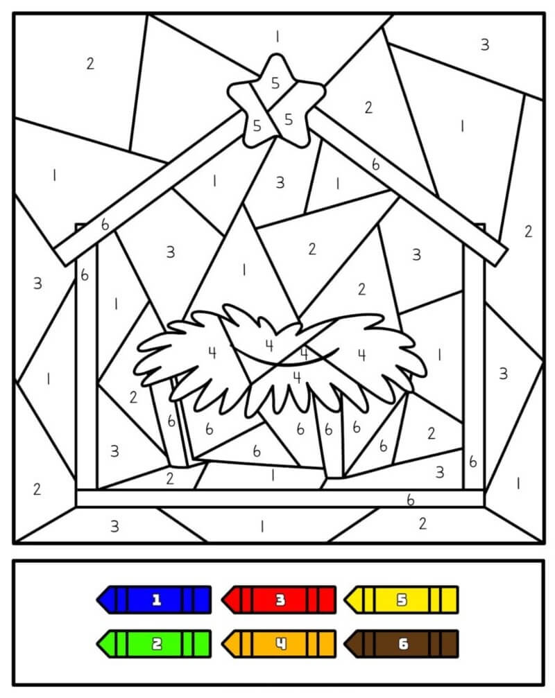Good Christmas Nativity color by number