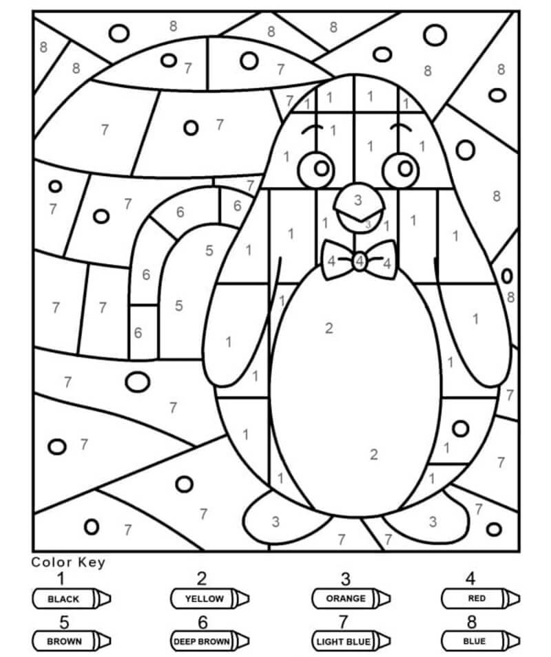 Good Cute Penguin color by number