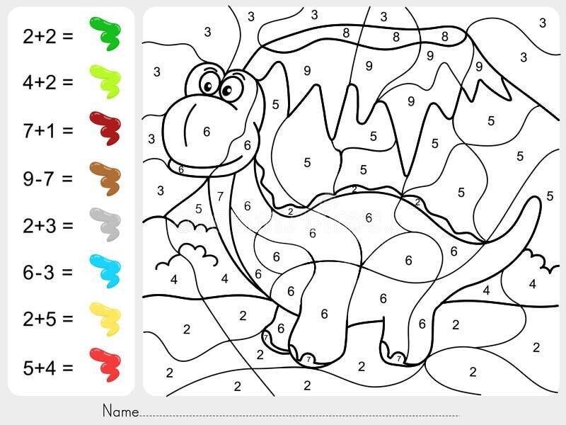 Good Dinosaur Subtraction color by number