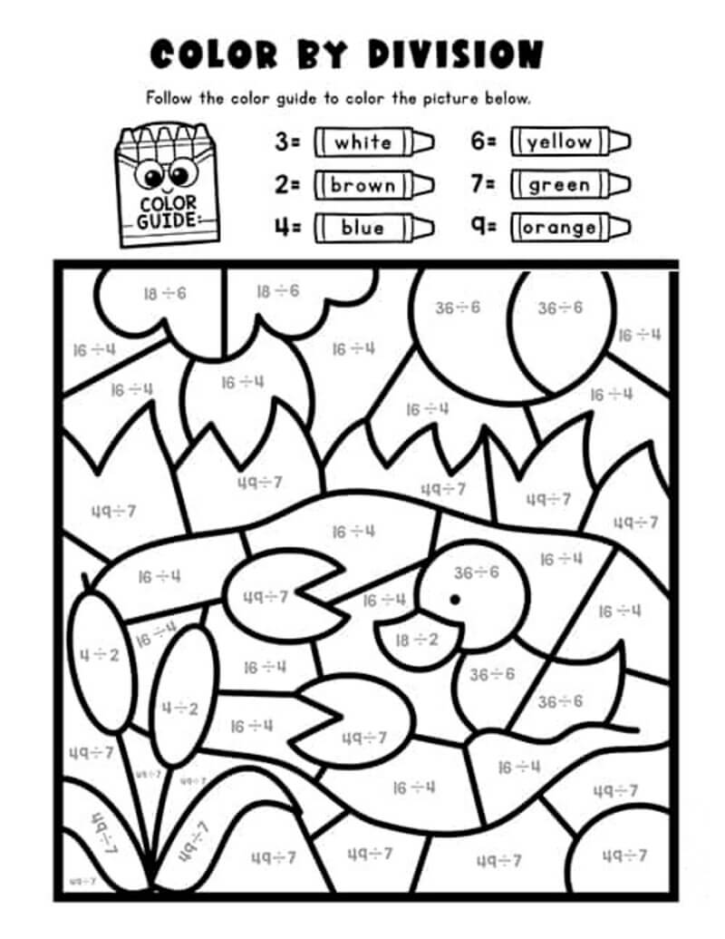 Good Duck Division color by number
