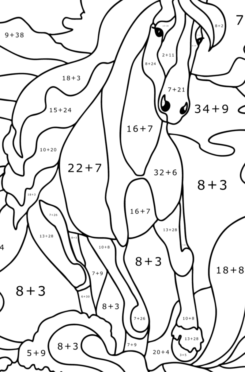 Graceful Horse color by number