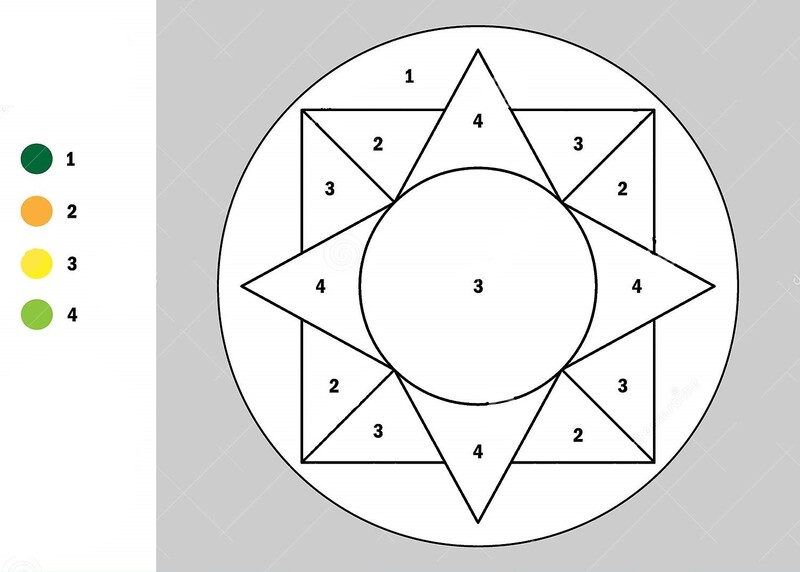 Green and yellow Mandala color by number