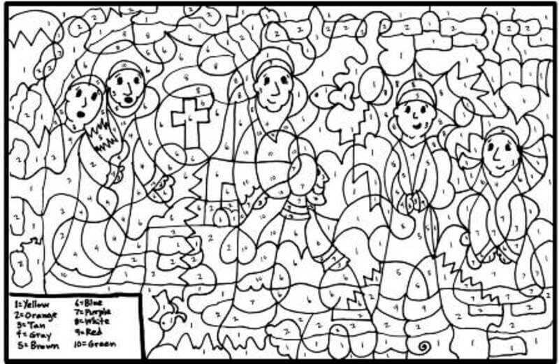 Jesus at the Temple color by number