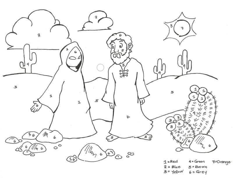 Jesus Overcomes Temptations color by number