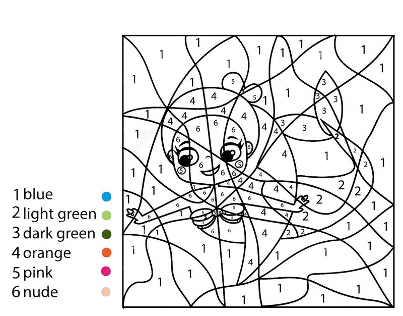 Mermaid for kid color by number