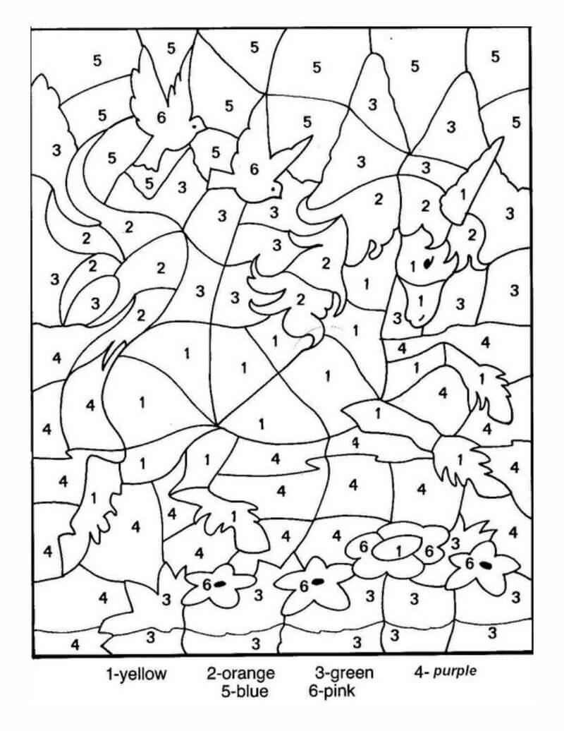 One-Horned Horse color by number