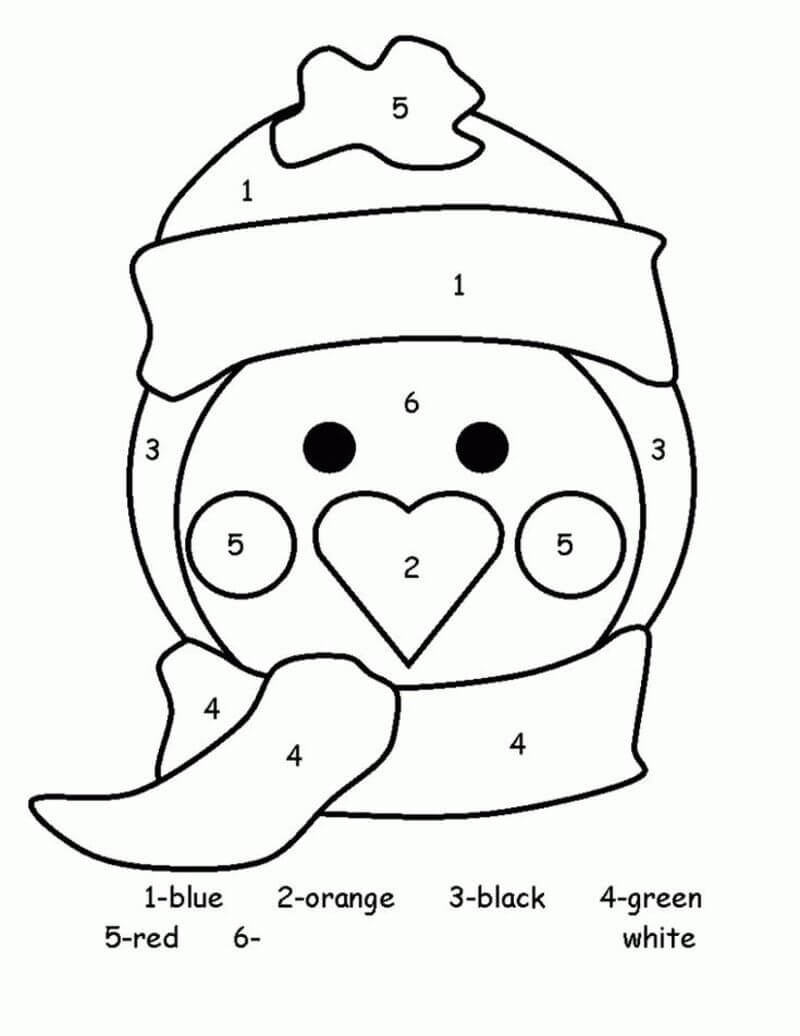Penguin face color by number