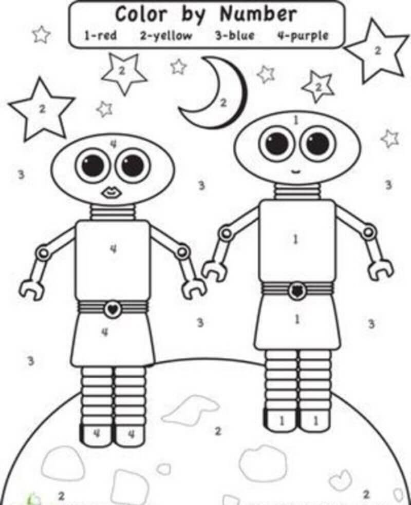Robot alien color by number