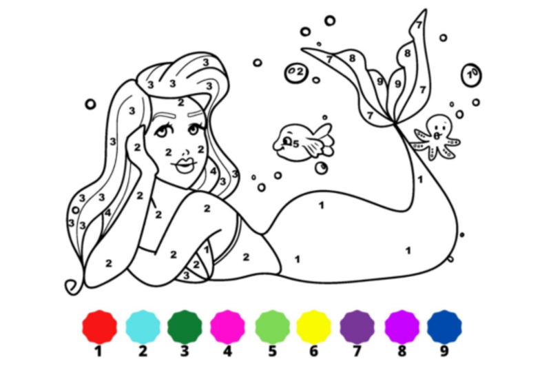 Sexy Mermaid color by number