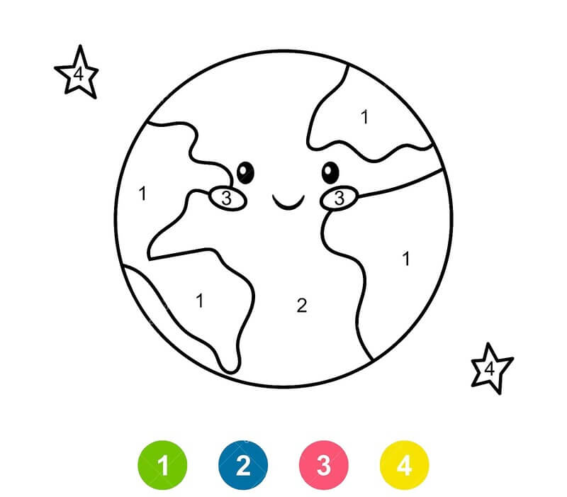 Smiling Earth color by number