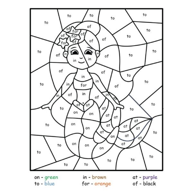 Smiling Mermaid color by number