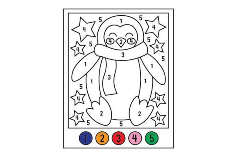 Smiling Penguin color by number