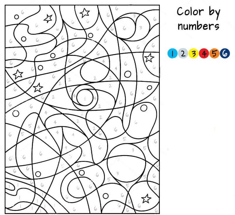 Space rocket color by number
