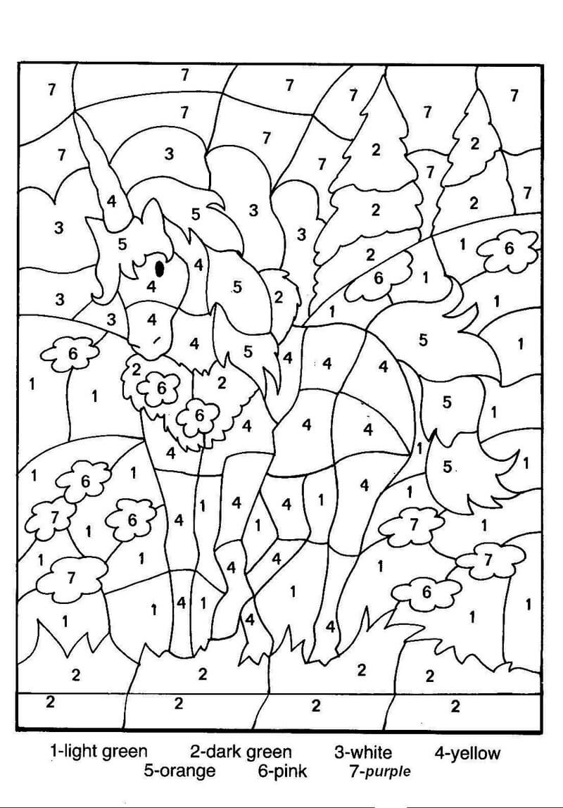 Super Unicorn color by number