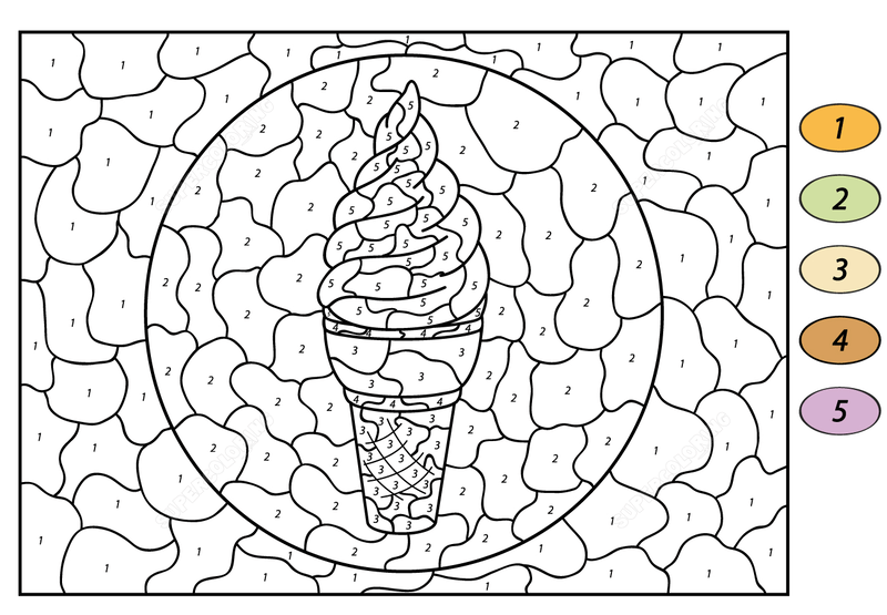 Sweet and tasty ice cream color by number