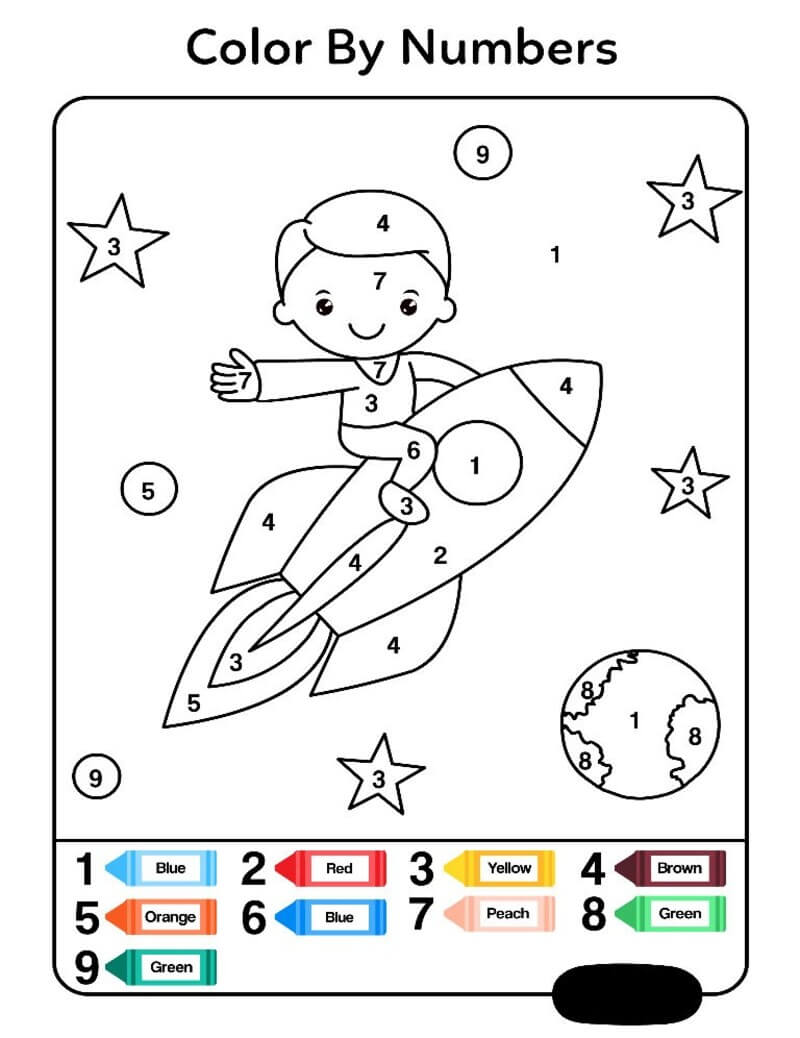 The rocket and the kid color by number