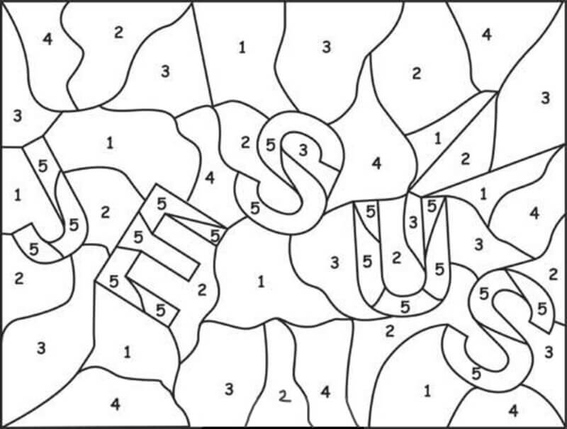 The word Jesus color by number