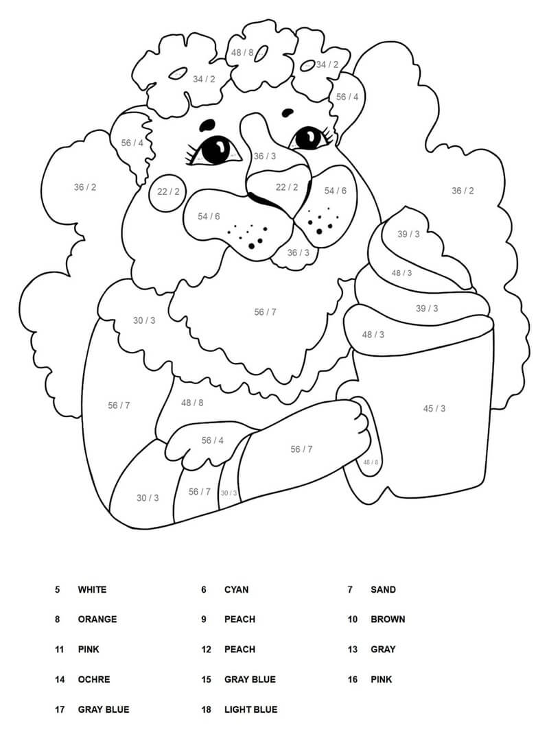 Tiger with ice cream color by number