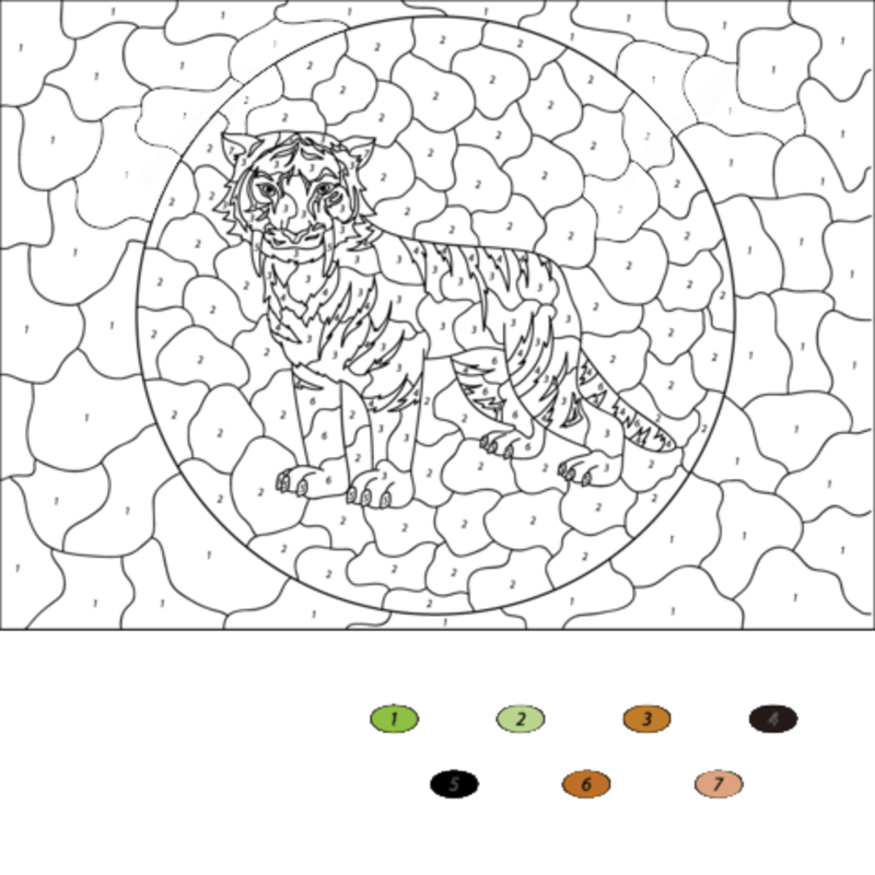 Toothed Tiger color by number