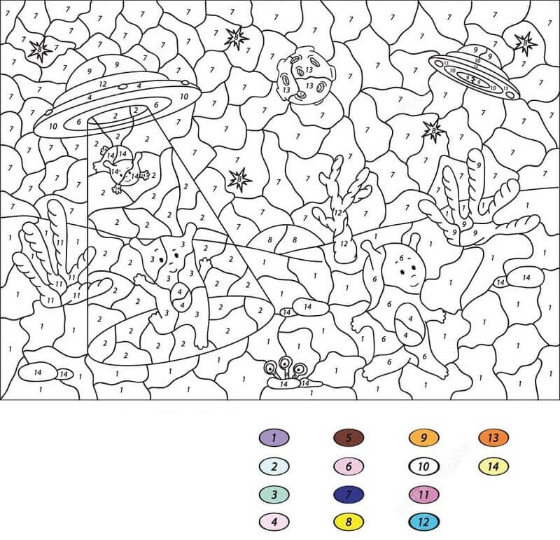 UFO on another planet color by number