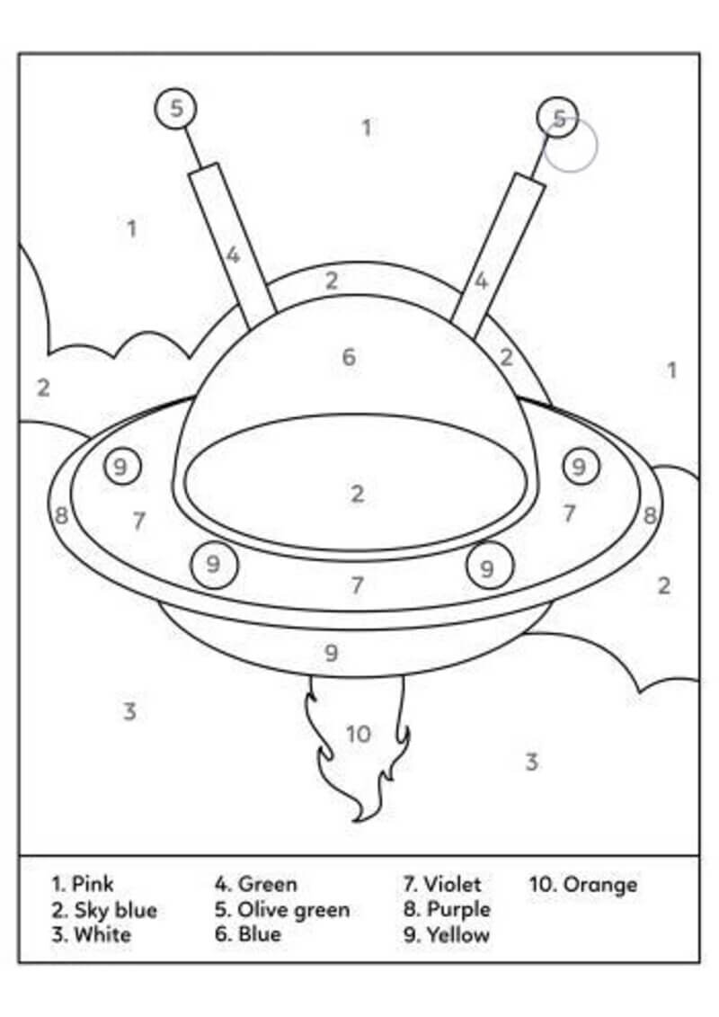 UFO outer space color by number