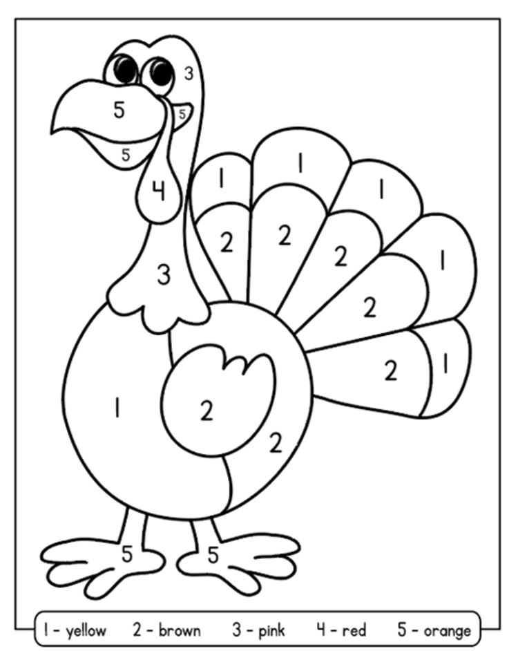 Very Easy turkey color by number
