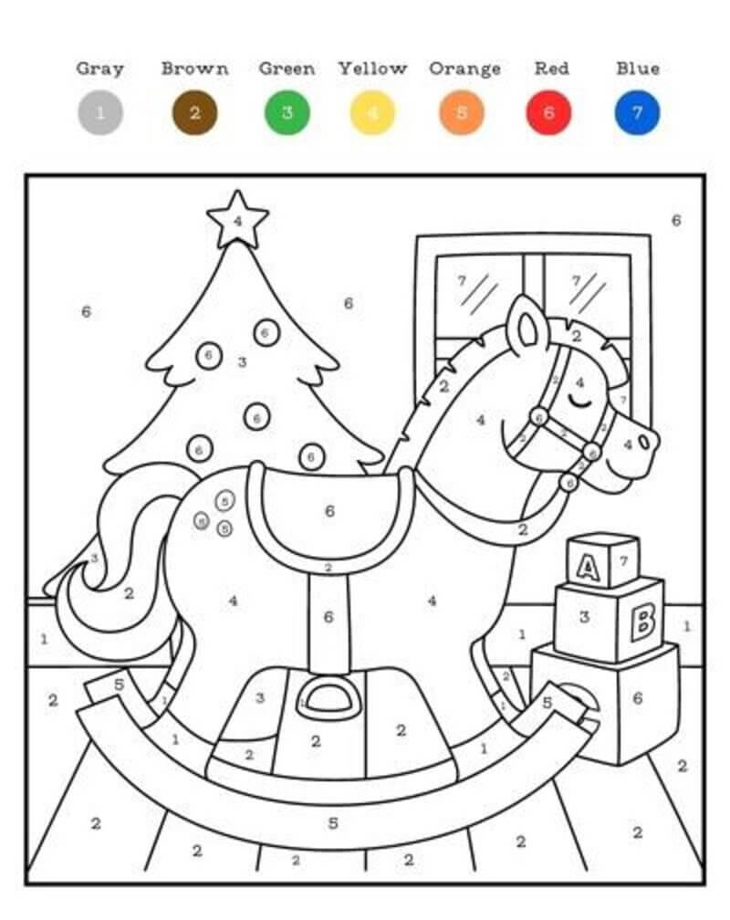 Wooden Horse color by number