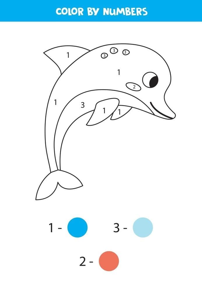 A Dolphin Color By Number