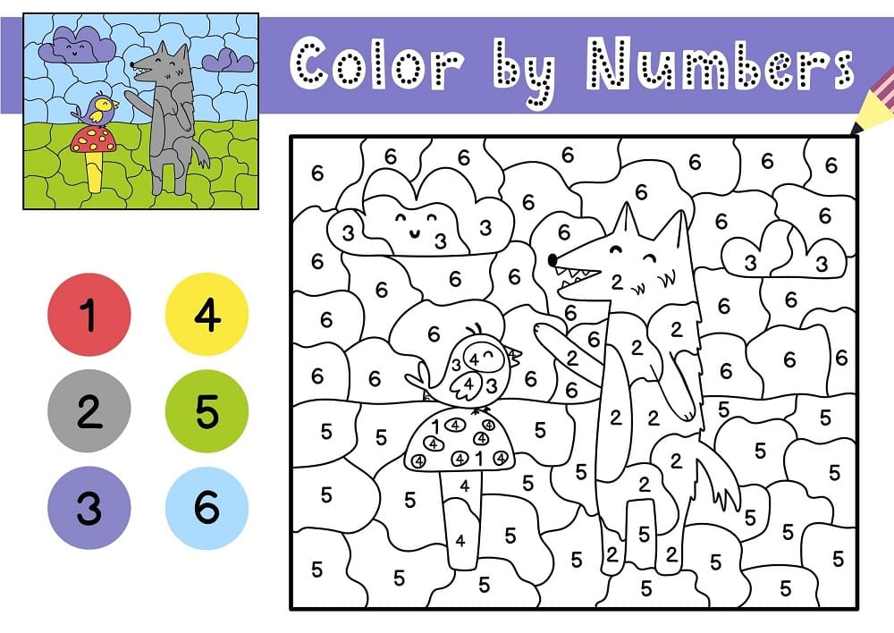 Bird and Wolf Color By Number