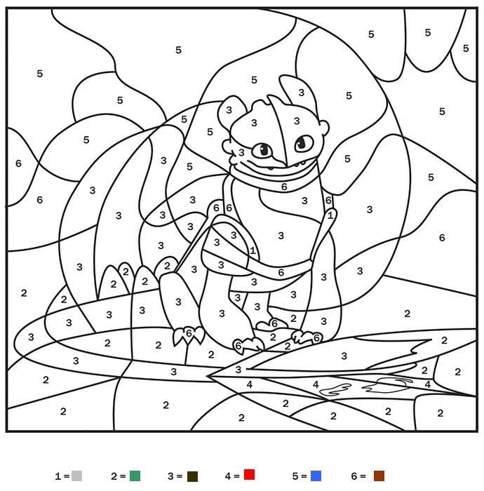 Cartoon Dragon Color By Number