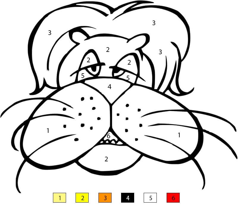 Cool Lion Face Color By Number