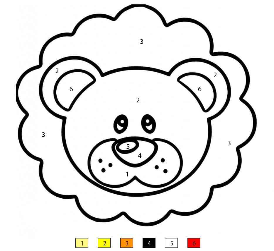 Cute Lion Face Color By Number