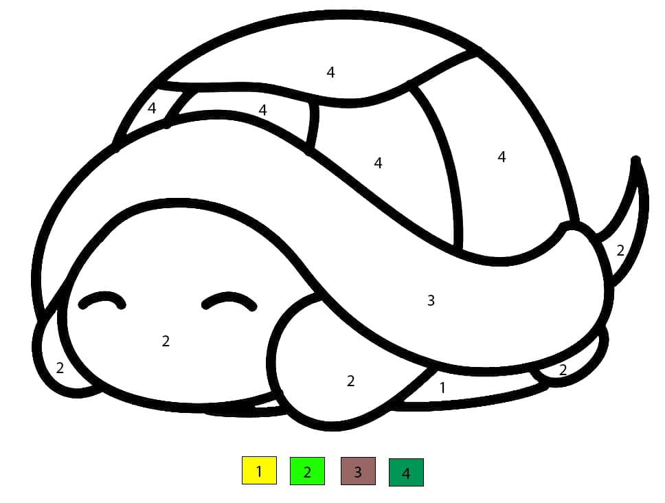 Cute Little Turtle Color By Number Color By Number