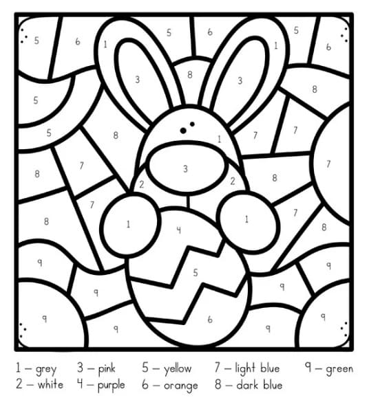 Easter Bunny Basic Color By Number