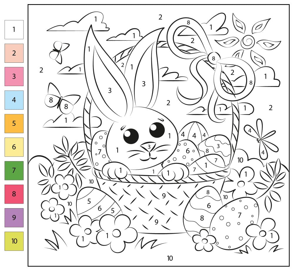 Easter Bunny Free Color By Number