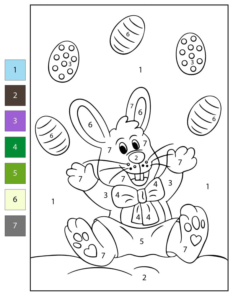 Easter Bunny Happy Color By Number