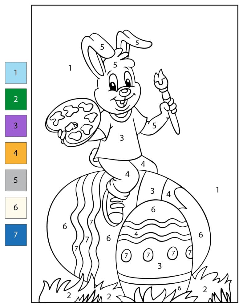 Easter Bunny Painting Color By Number