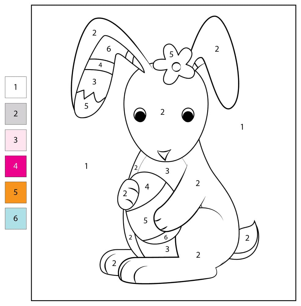 Easter Bunny Printable Color By Number