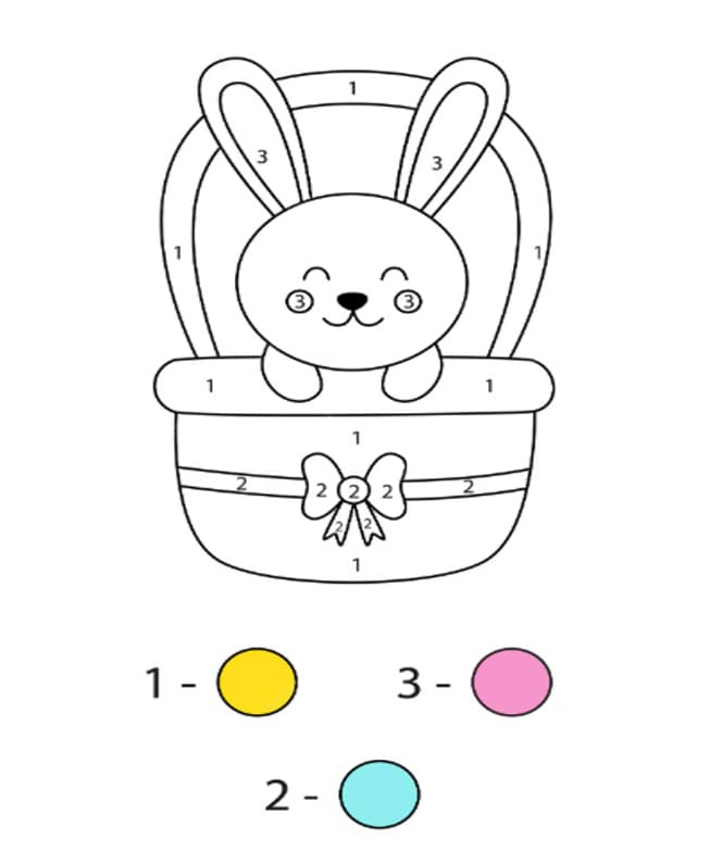 Easter Bunny Simple Color By Number
