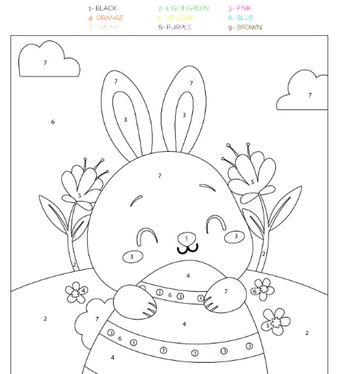 Easter Bunny to Print Color By Number