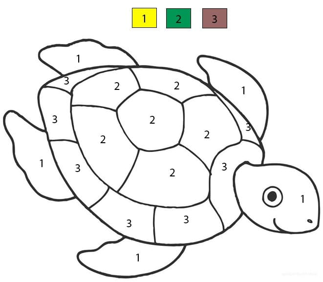 Easy Sea Turtle Color By Number Color By Number