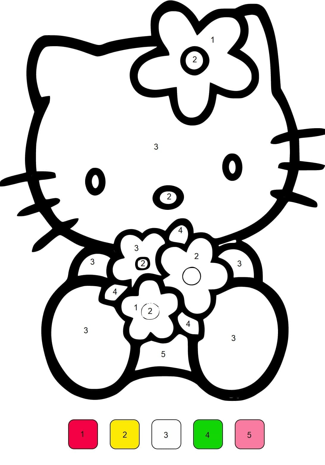 Free Printable Hello Kitty Color By Number
