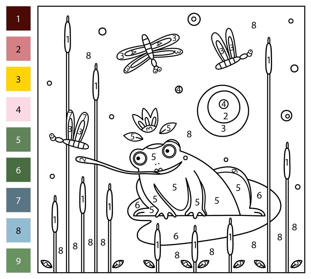 Frog Hunting Color By Number