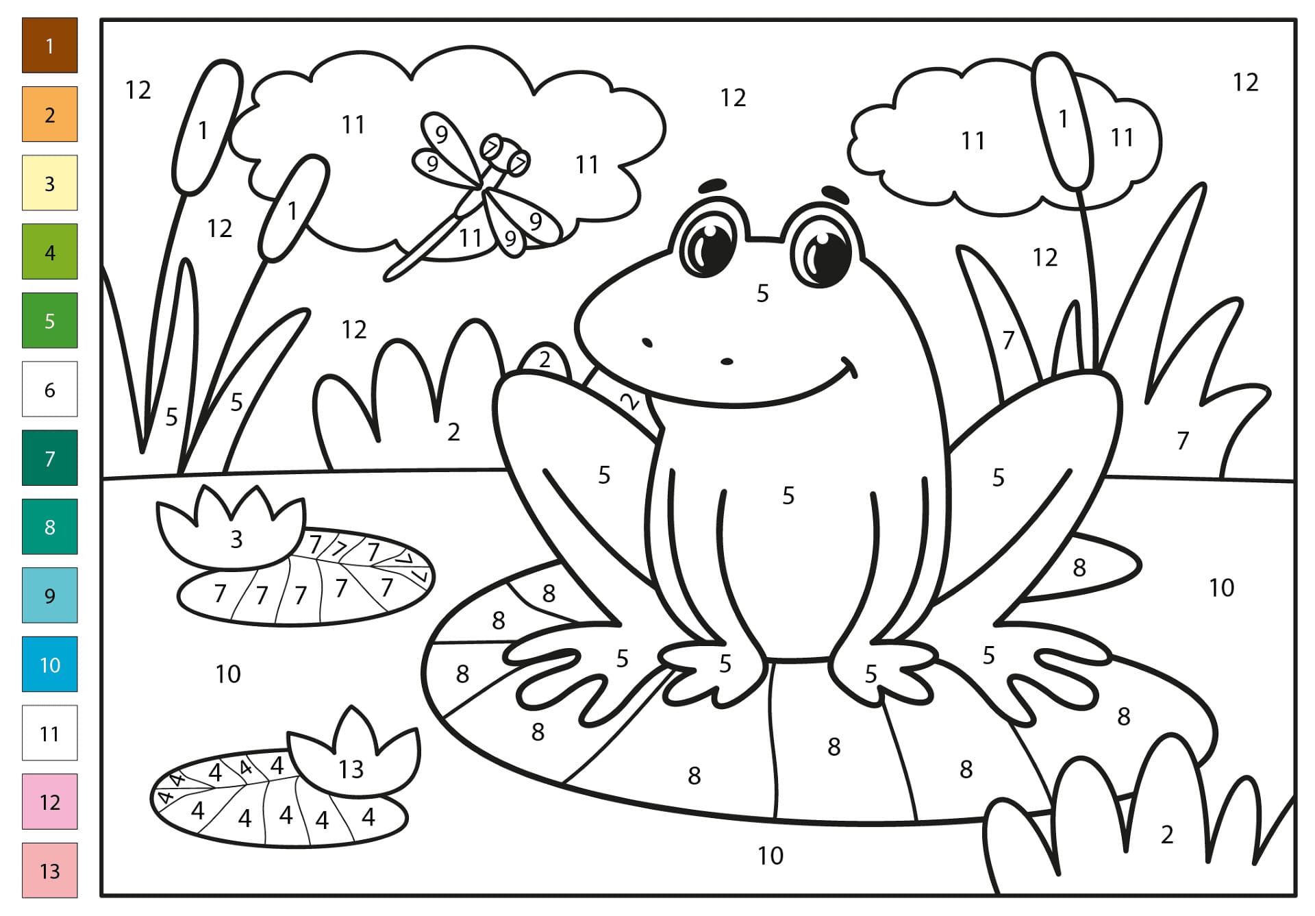 Frog Print Color By Number