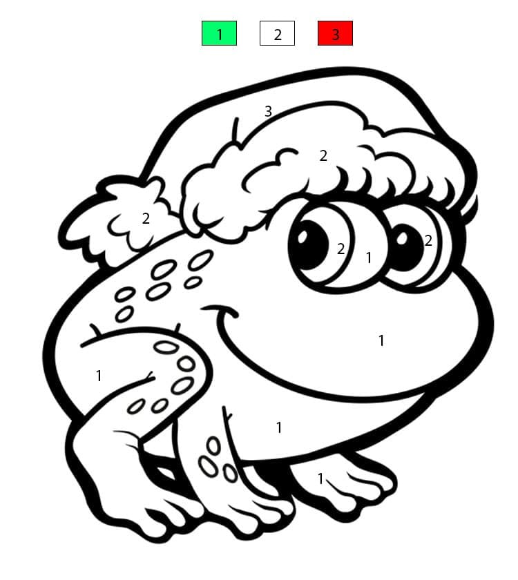 Frog with Santa Hat Color By Number