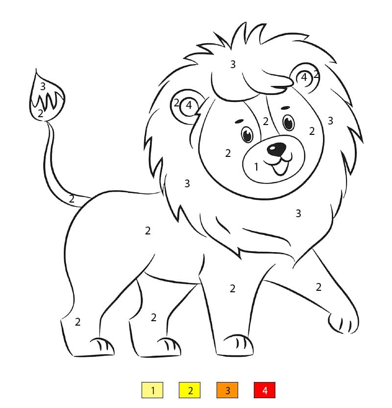 Fun Little Lion Walking Color By Number