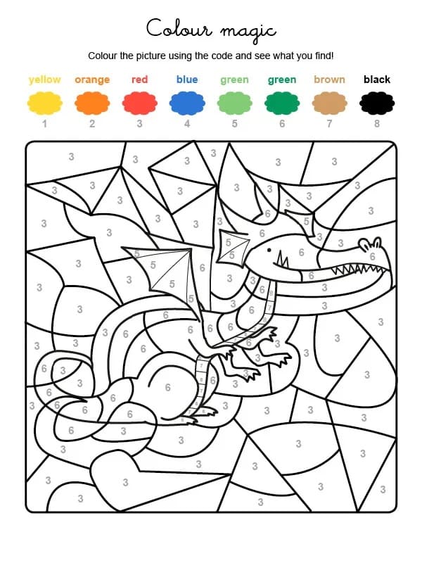 Funny Dragon Color By Number