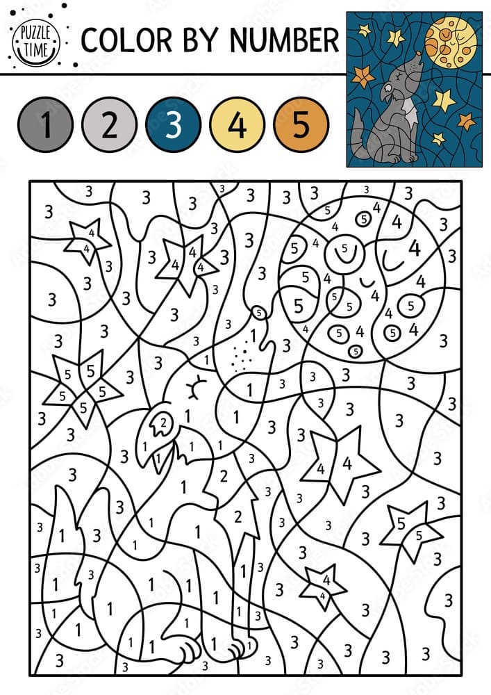 Howling Wolf Color By Number