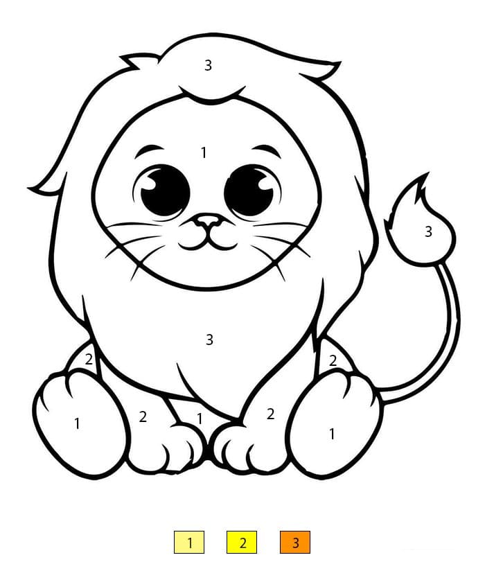 Kawaii Lion Color By Number