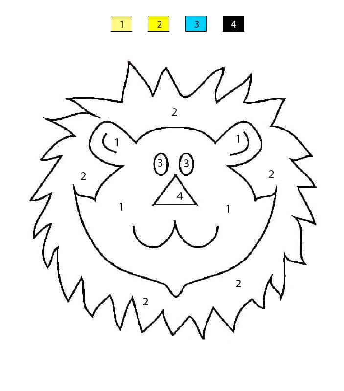 Lion Face for Kids Color By Number